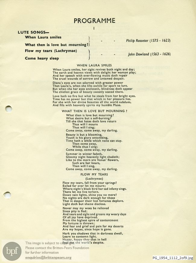 Concert programme:  EOG Wigmore Hall English Song Recital