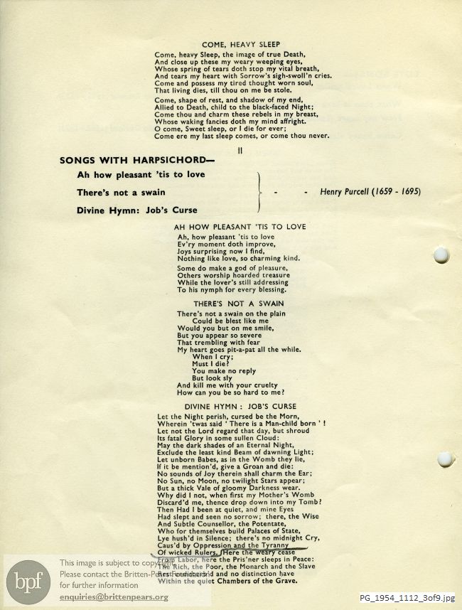 Concert programme:  EOG Wigmore Hall English Song Recital