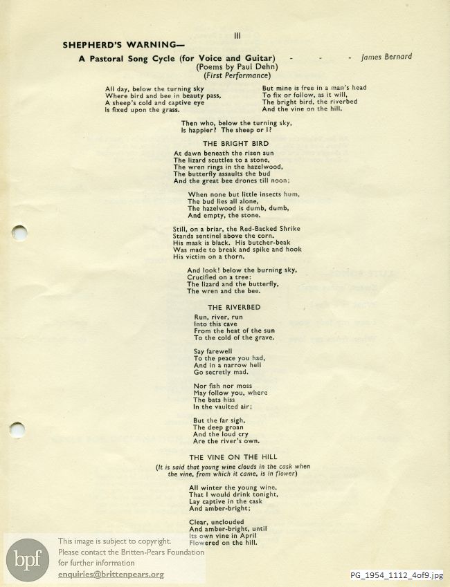 Concert programme:  EOG Wigmore Hall English Song Recital