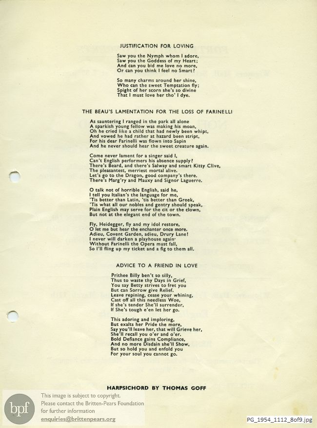 Concert programme:  EOG Wigmore Hall English Song Recital