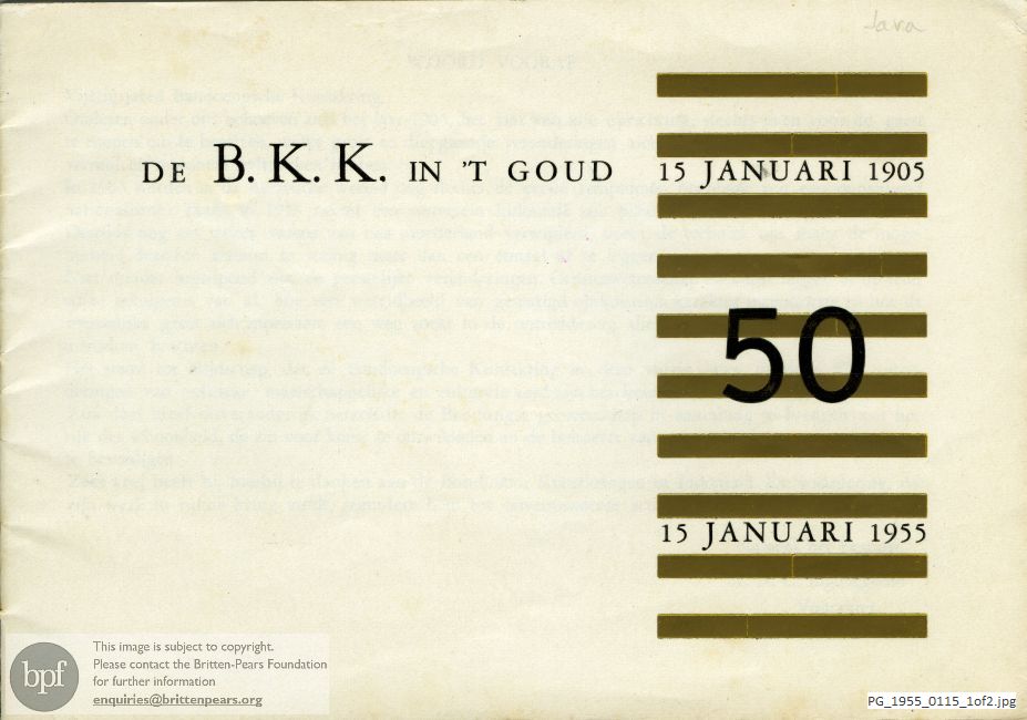 Concert programme:  Bandoengsche Kunst Kring 1905-1955, Indonesia