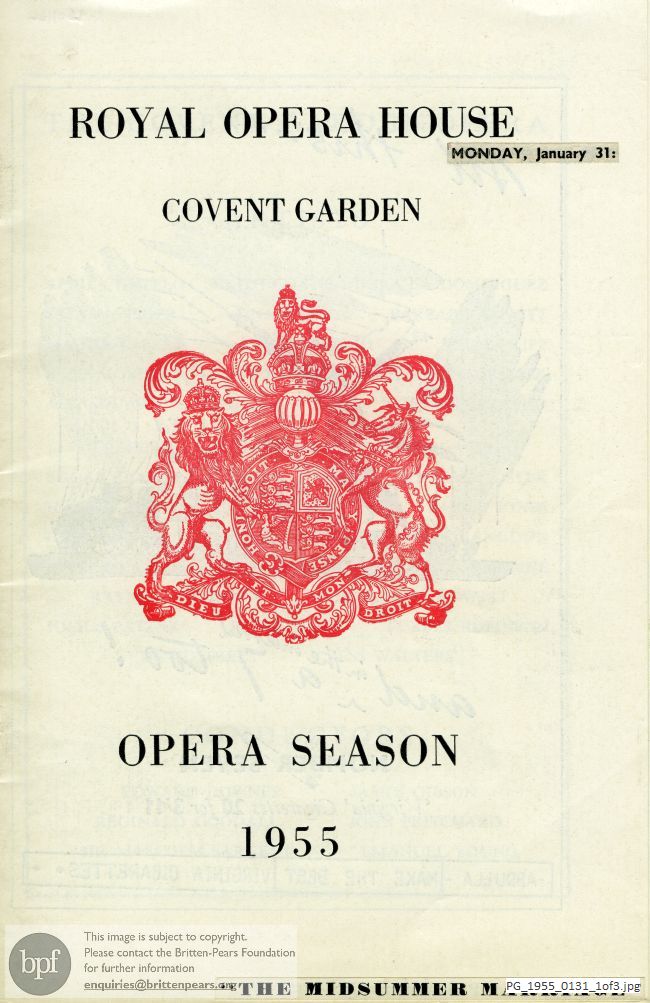 Opera programme: Tippett Midsummer Marriage at Covent Garden