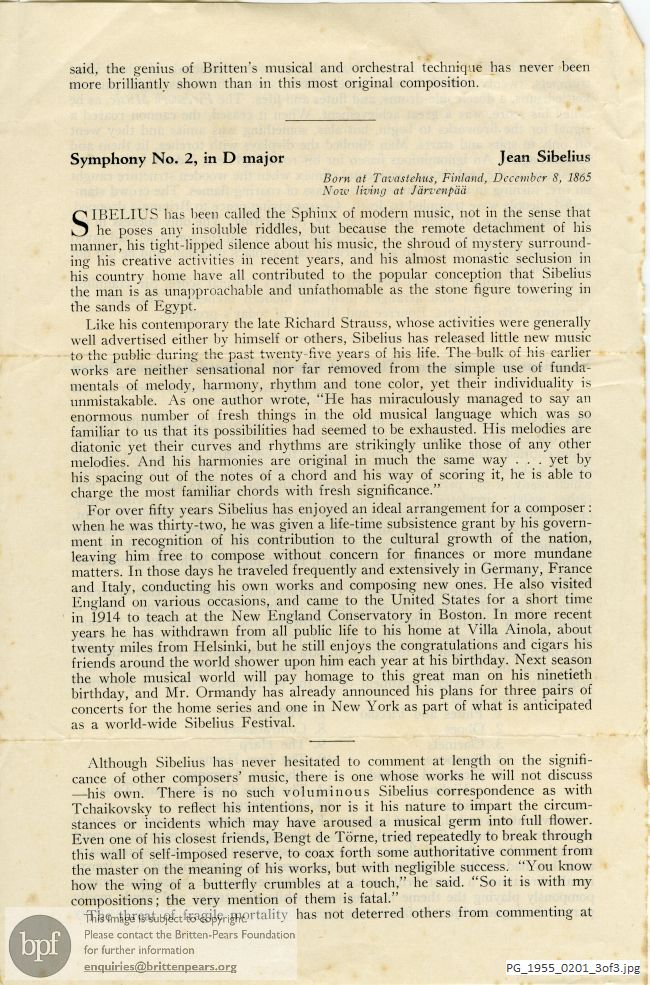Concert programme: Britten Young person's guide to the orchestra, Philadelphia