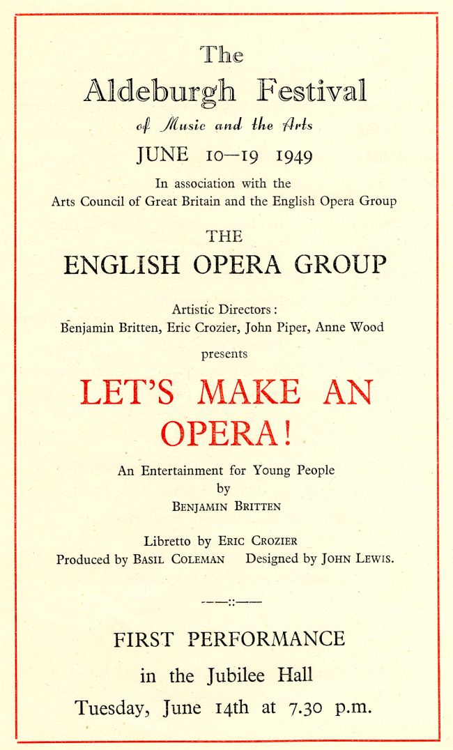 Programme for Let's Make an Opera [The Little Sweep]