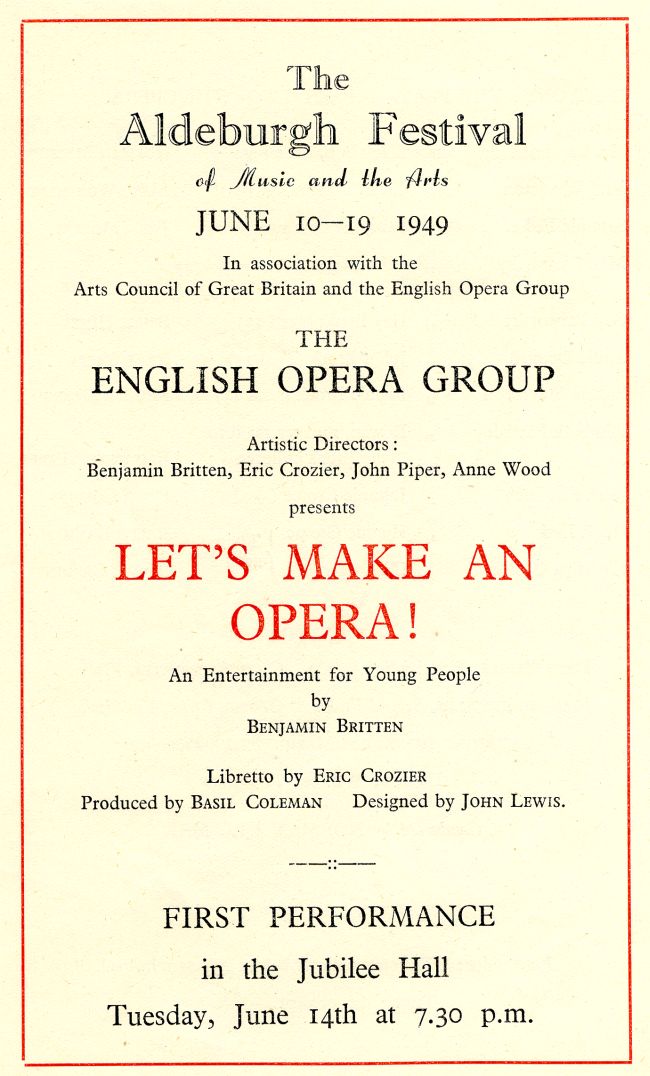 Programme for Let's Make an Opera [The Little Sweep]