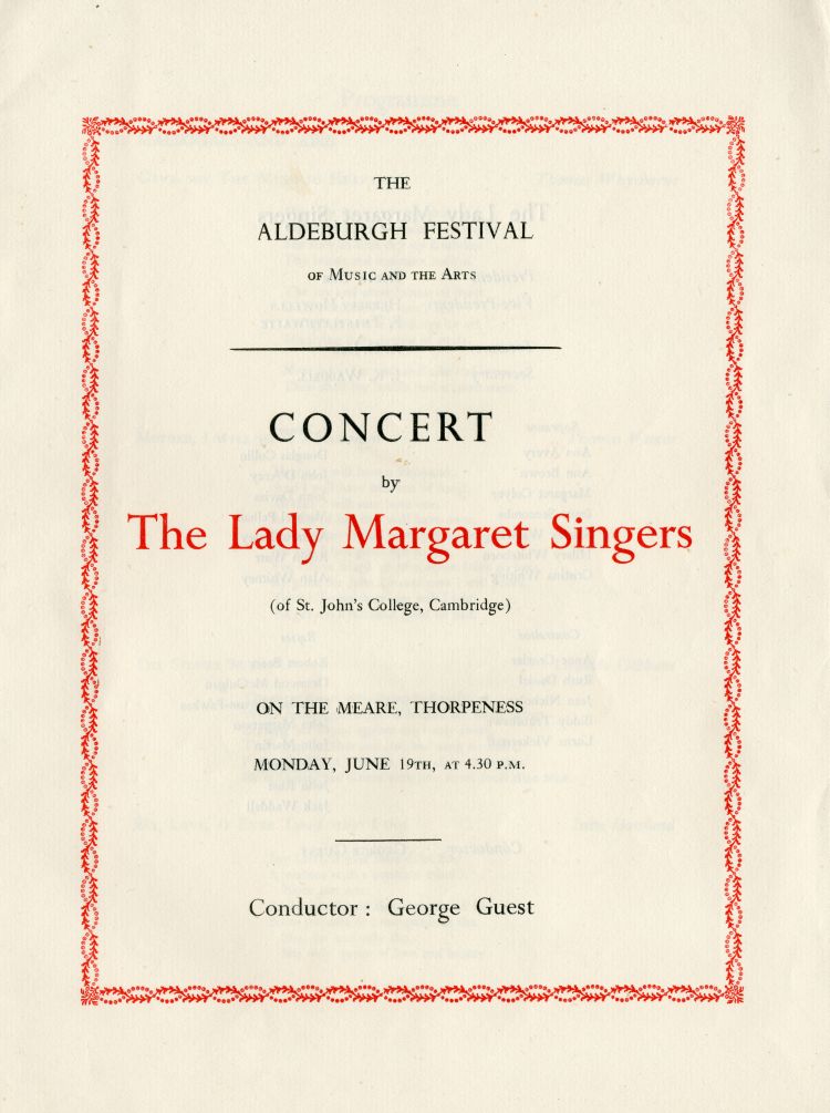 Programme for The Lady Margaret Singers Recital