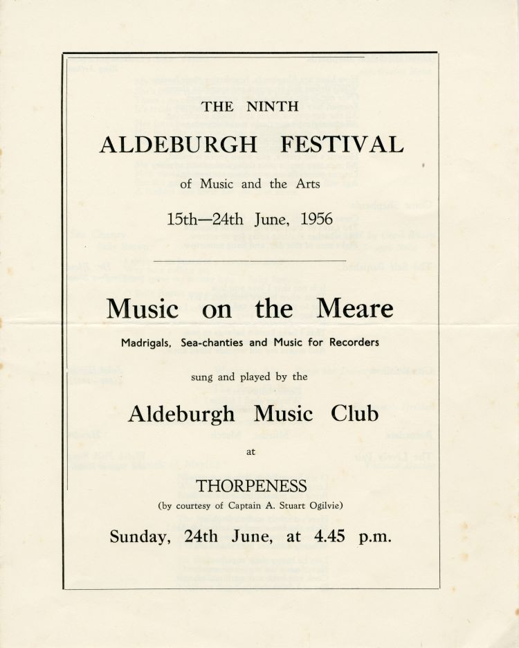 Programme for Music on the Meare