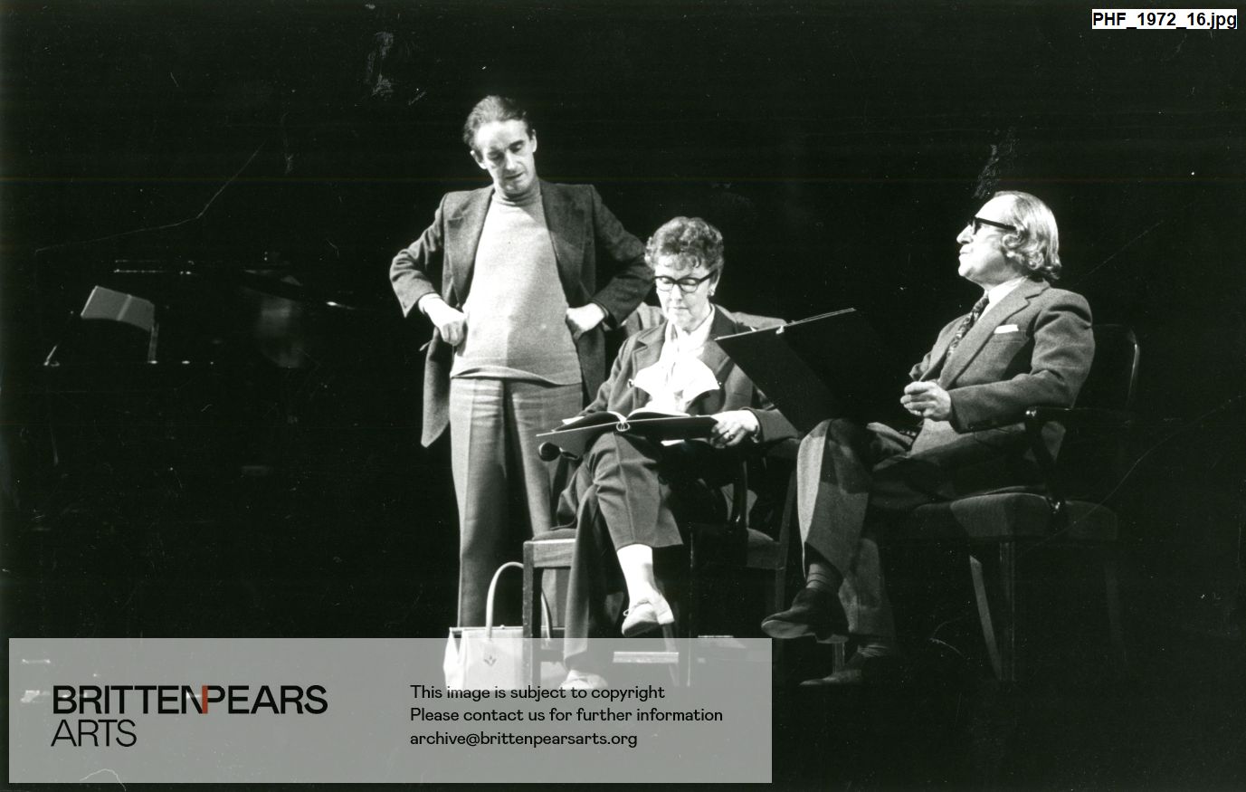 Photograph of George Malcolm, Joyce Grenfell and Max Adrian