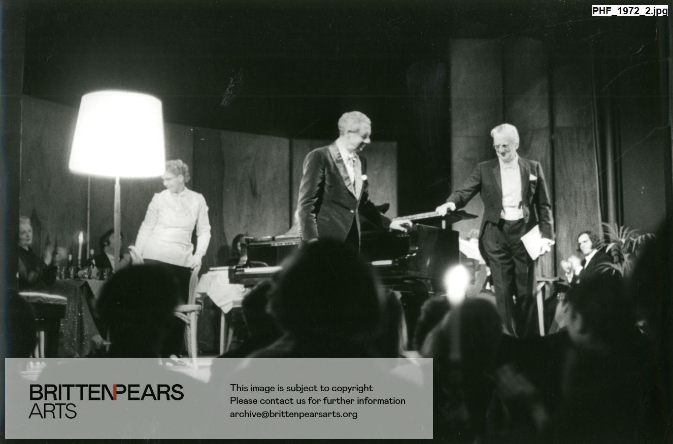 Photograph of Britten and Pears taking applause