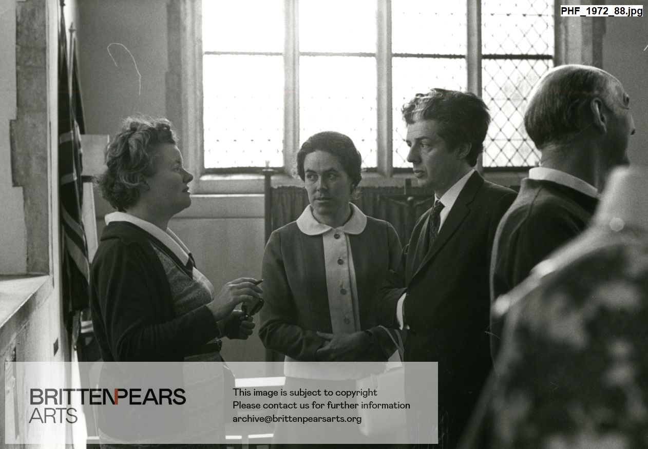 Photograph of Sue Pears-Phipps, Mrs Shirley-Quirk and John Shirley-Quirk in Blythburgh Church