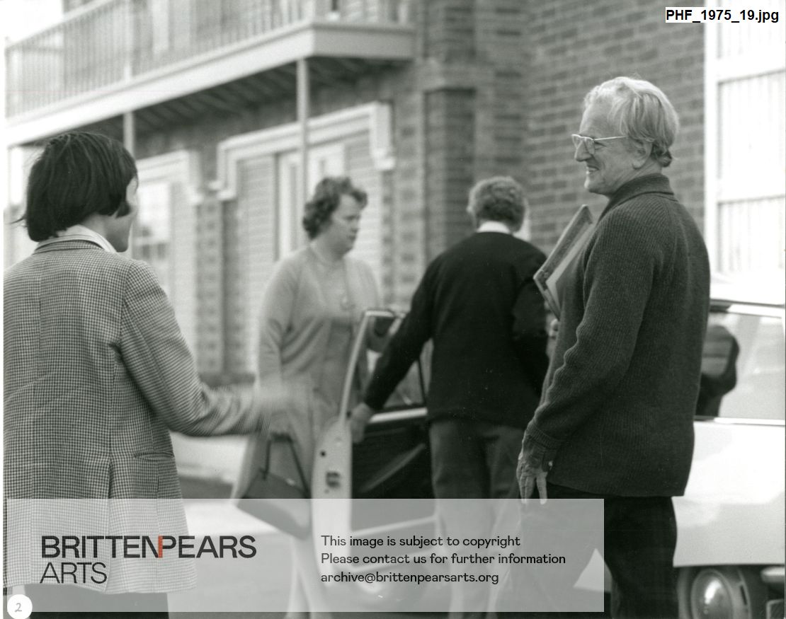 Photograph of Britten and Pears with Murray Perahia and Rita Thomson
