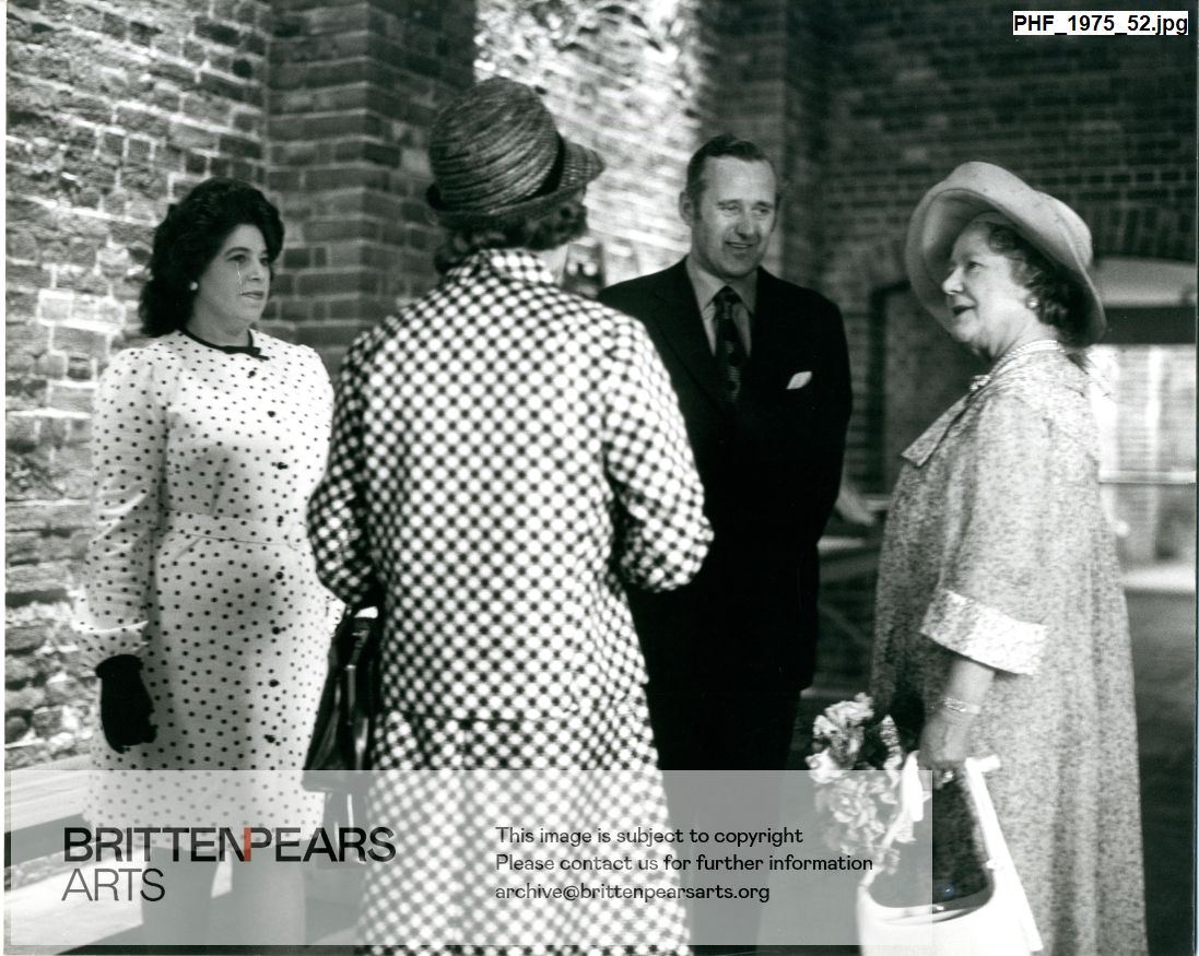 Photograph of the Queen Mother, Keith Cable, Fidelity Cranbrook and Cynthia Cross