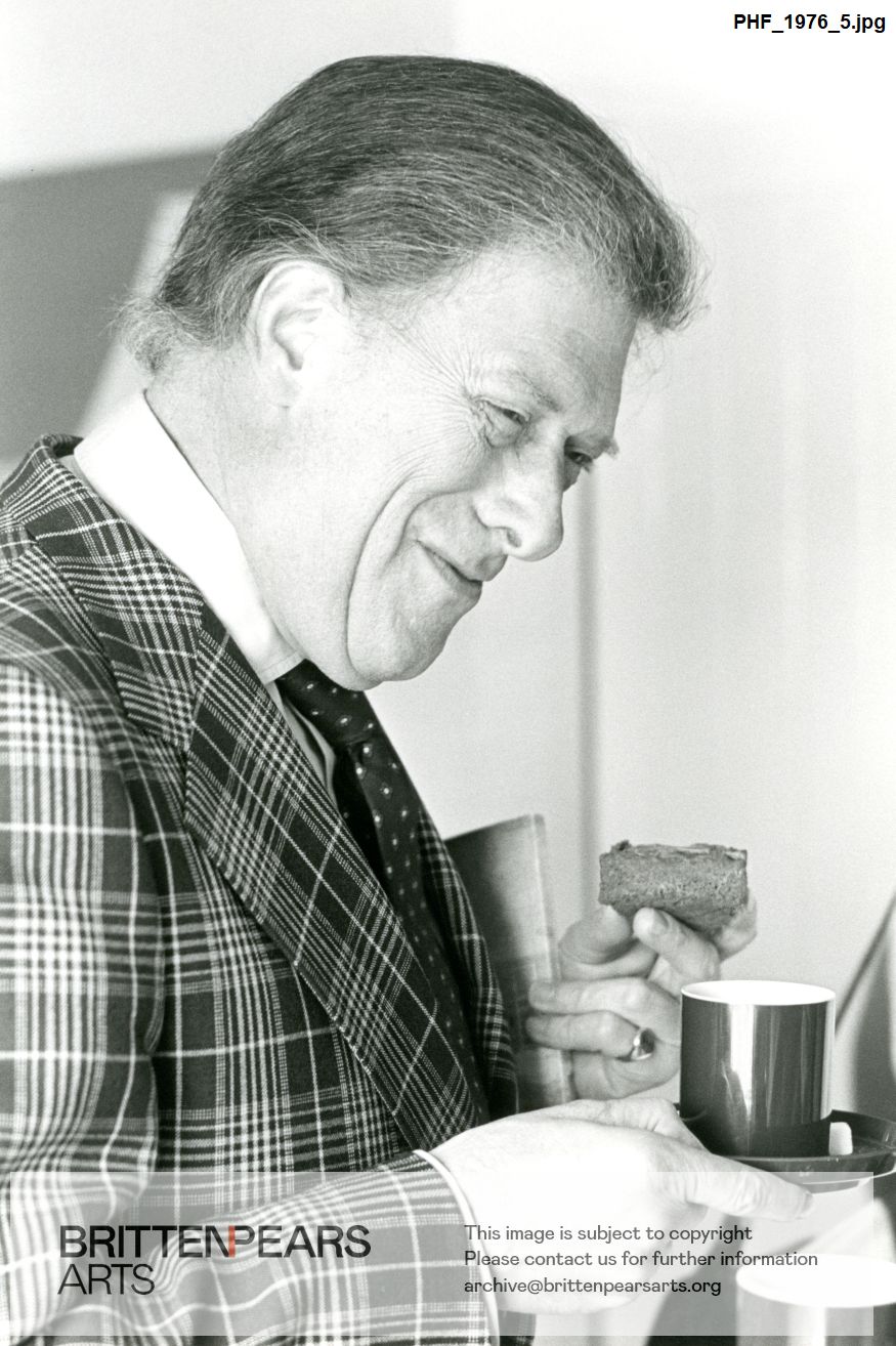 Photograph of Lord Harewood with refreshments