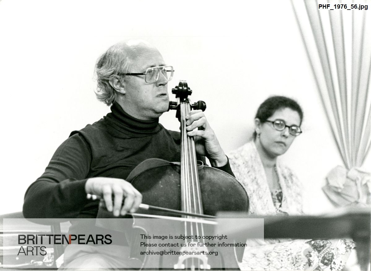 Photograph of Mstislav Rostropovich and Irina Shostakovich in Thorpeness