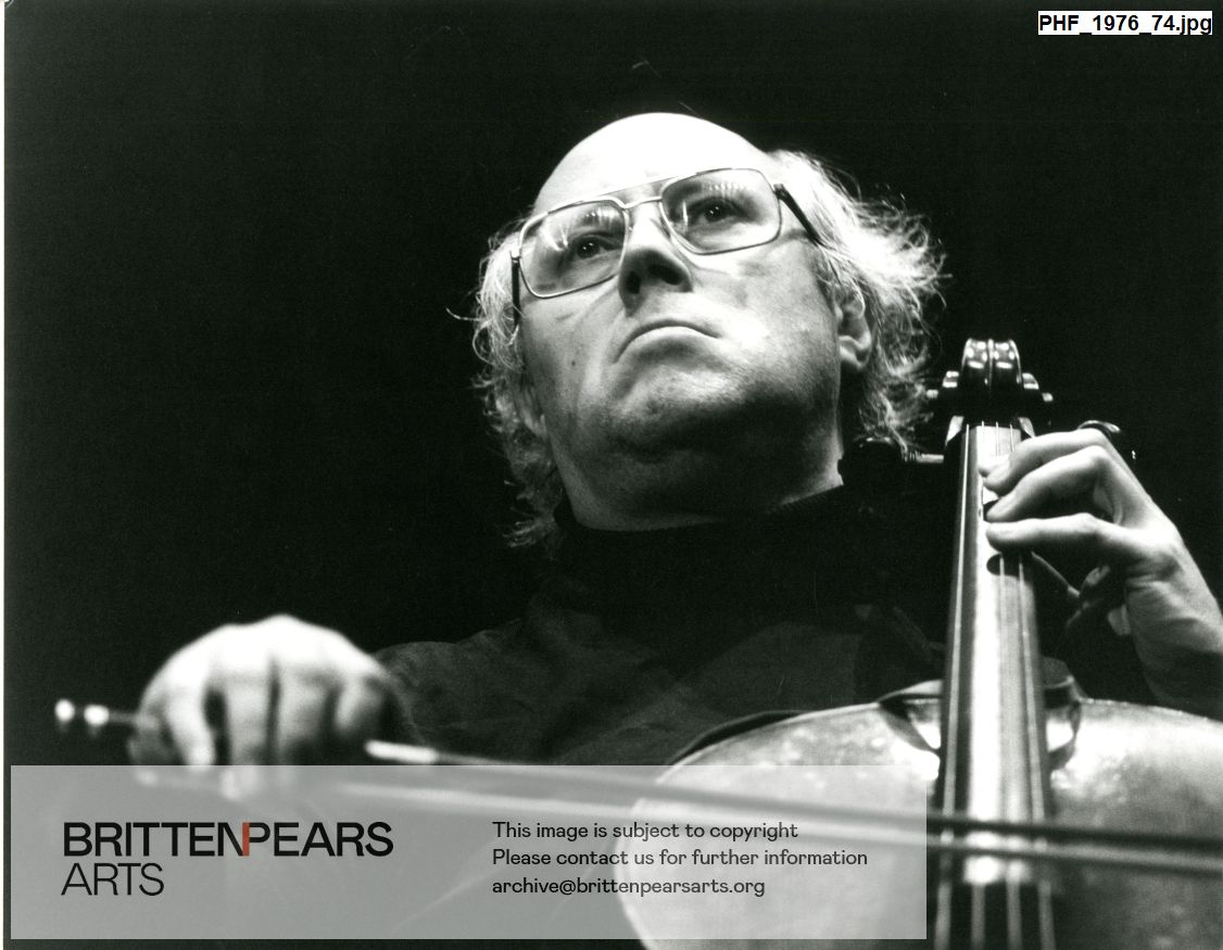 Photograph of Mstislav Rostropovich playing the cello