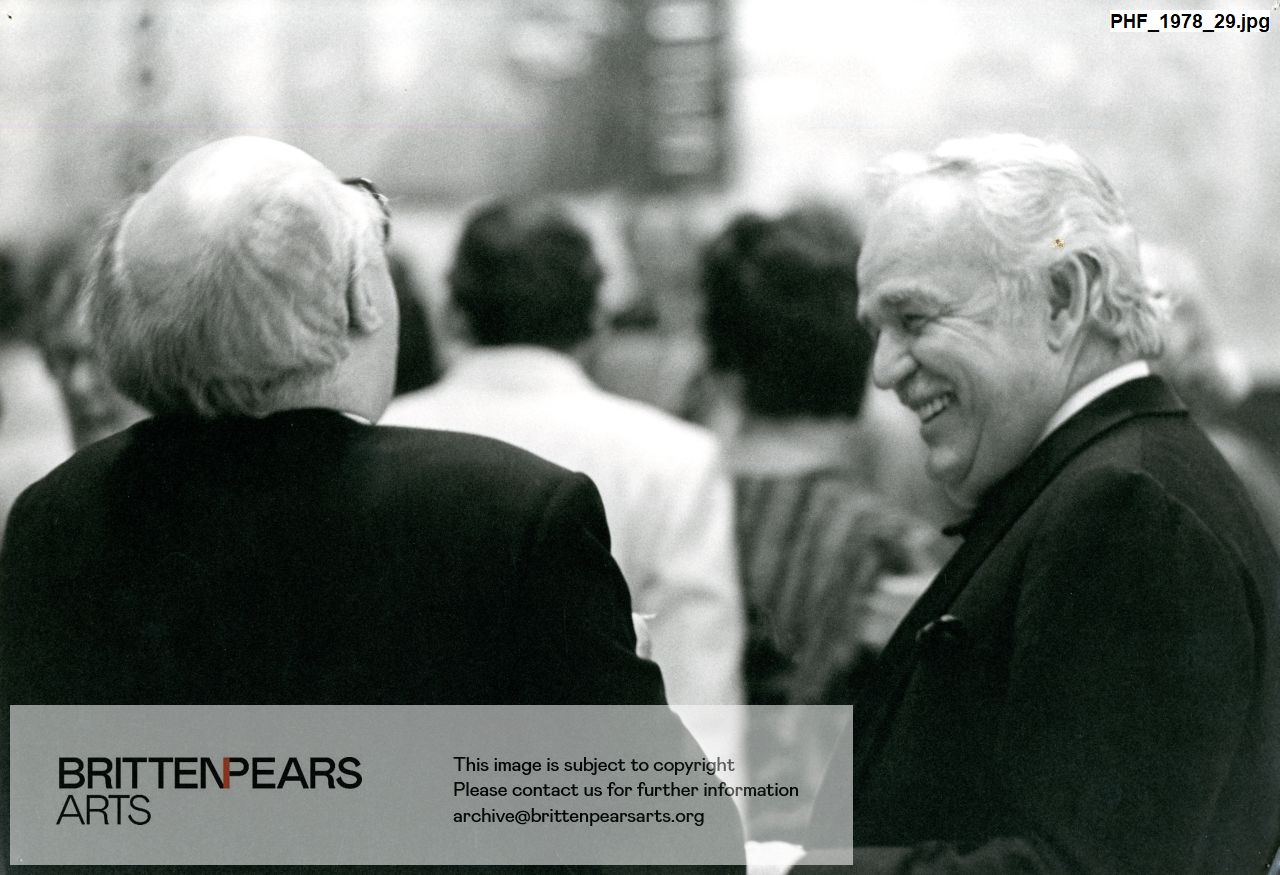 Photograph of Rostropovich and Prince Ranier of Monaco at a reception