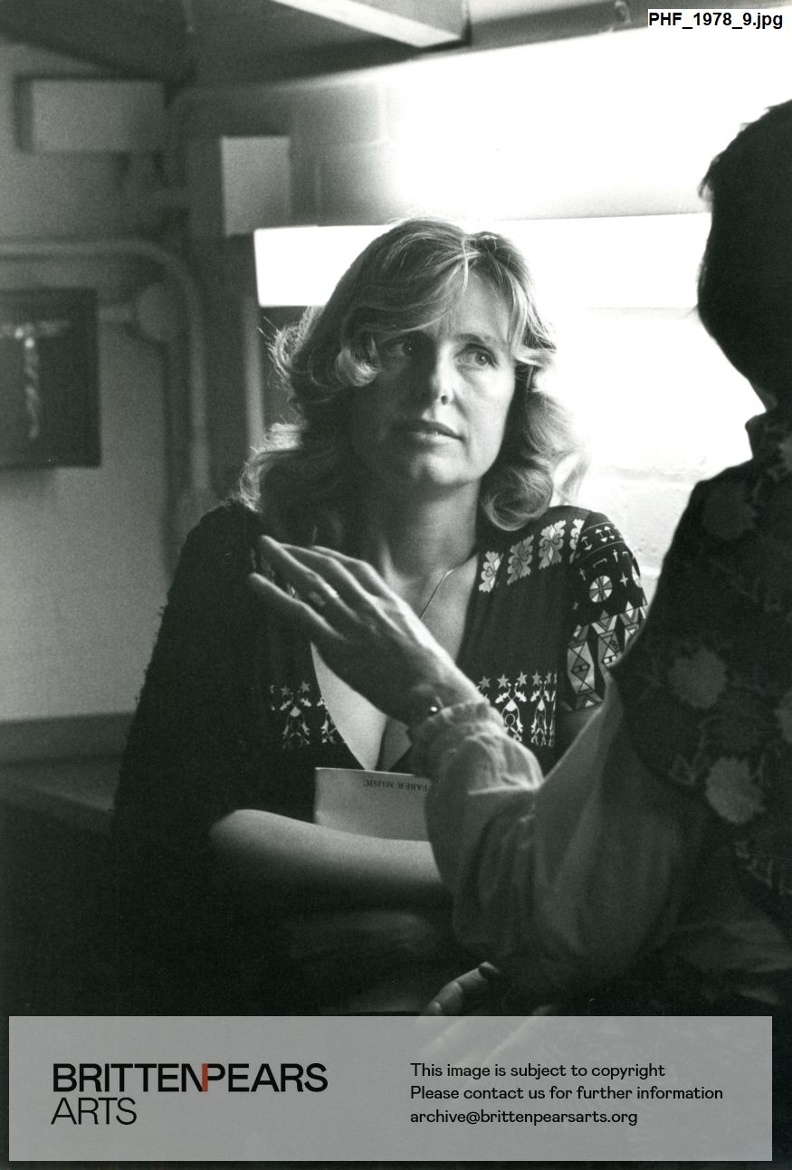 Photograph of two unidentified women backstage