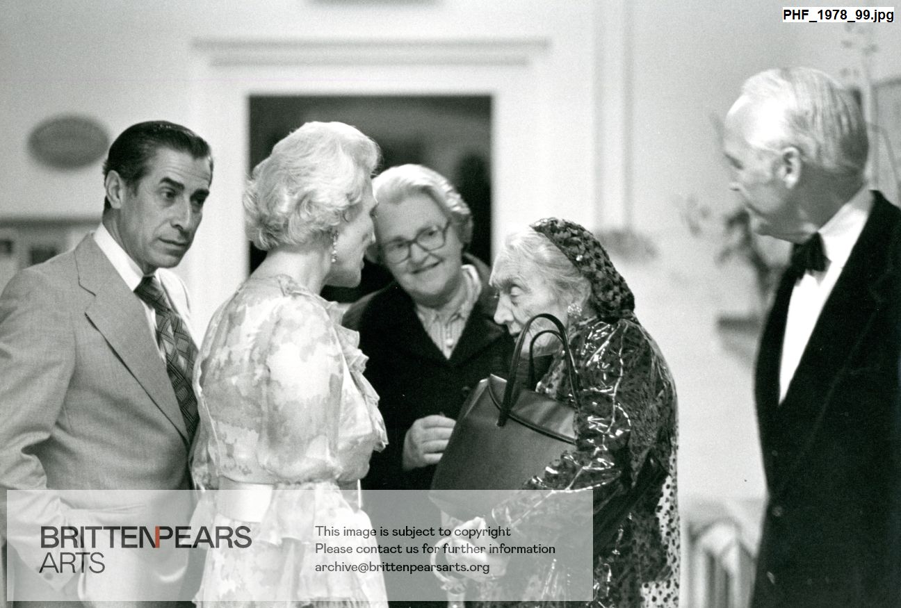 Photograph of Estaban Cevoz, Mr and Mrs William Servaes, Lady Charlotte Bonham Carter and an unidentified person