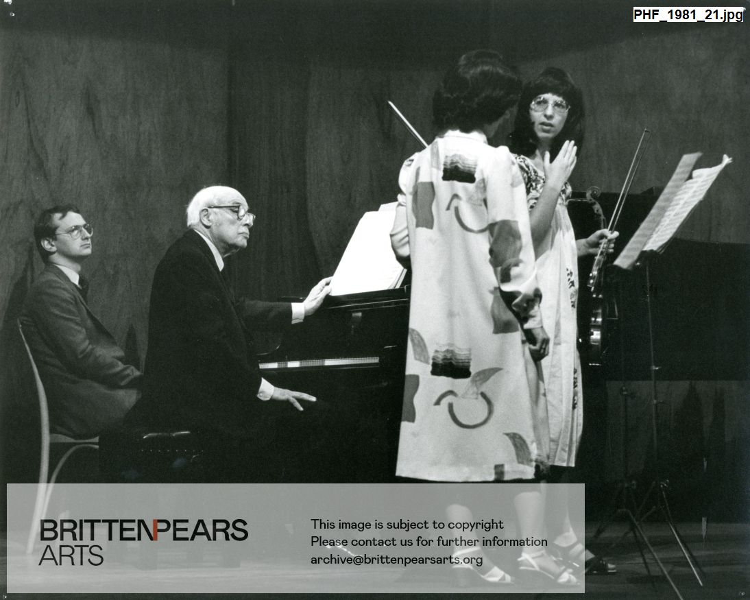 Photograph of Alan Bush and others in Jubilee Hall