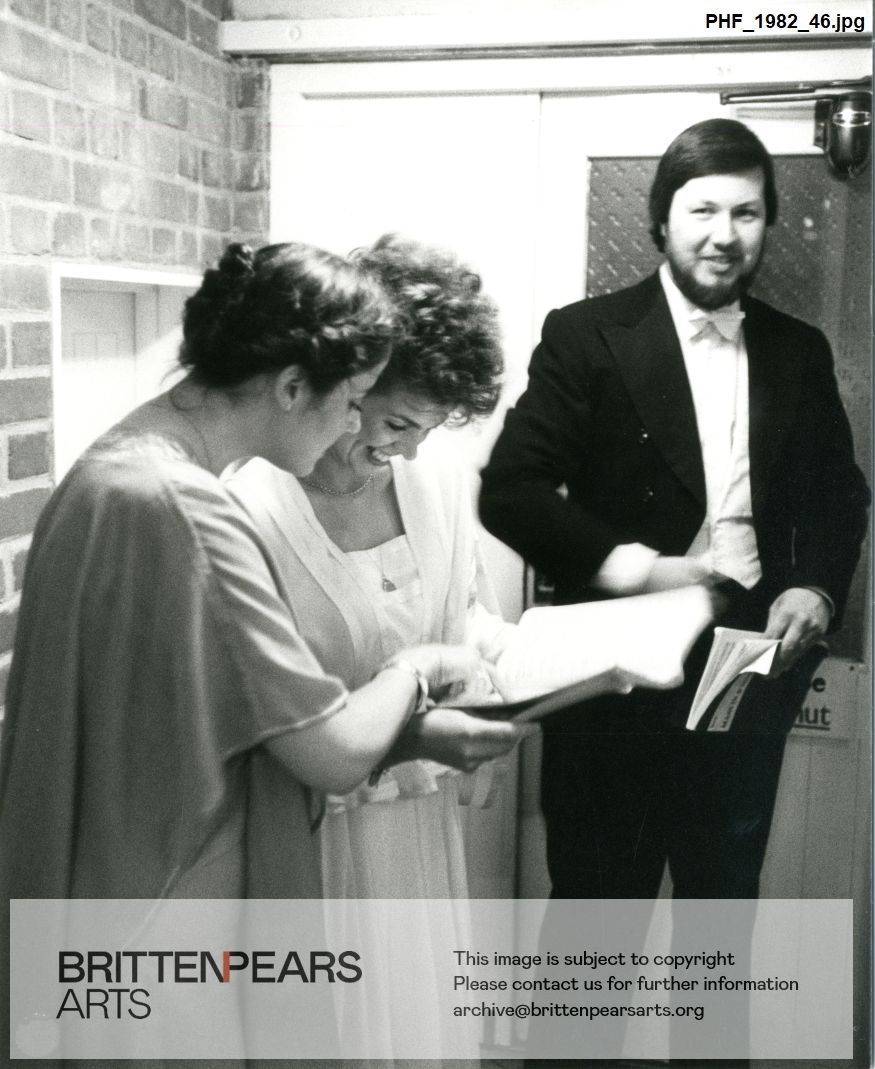 Photograph of Jane Mackenzie, Eiran James and Bryan Bannantyne-Scott, backstage before performance
