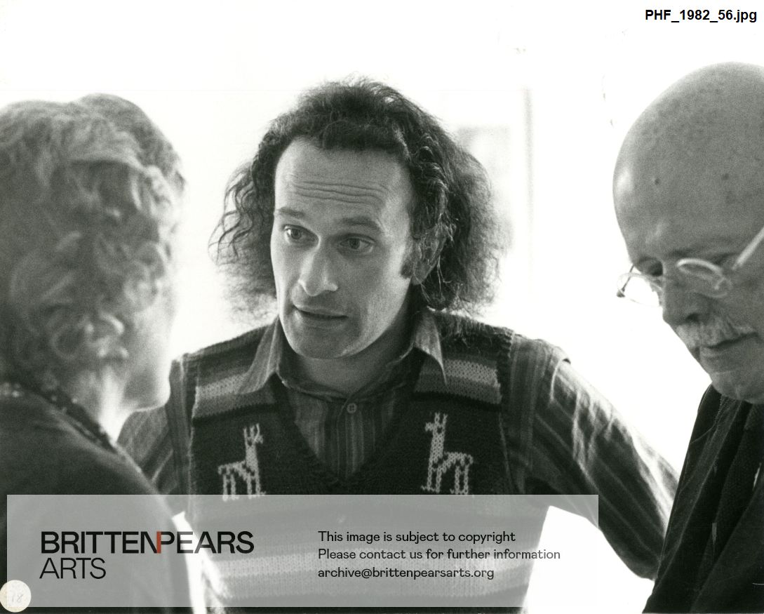 Photograph of Colin Matthews talking to Hester Boothroyd