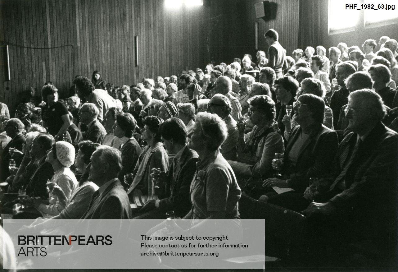 Photograph of Jubilee Hall audience at Birthday Choice concert