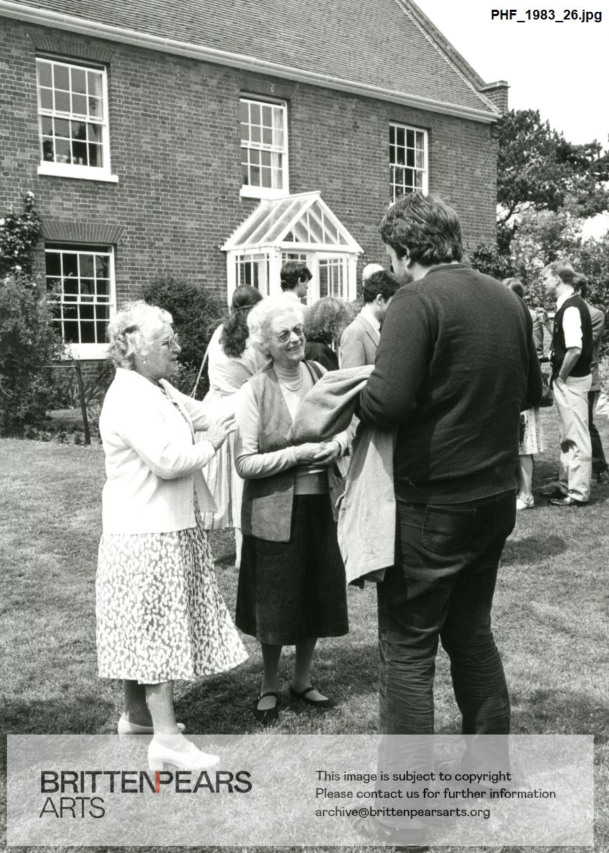 Photograph of Princess Margaret of Hesse, 'Muffet' Harrison and Oliver Knussen