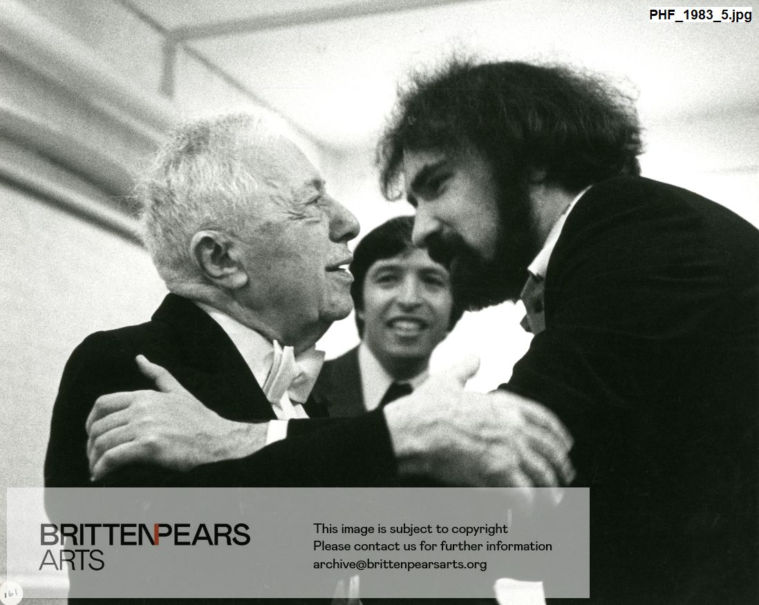 Photograph of Mieczyslaw Horszowski, Murray Perahia and Radu Lupu