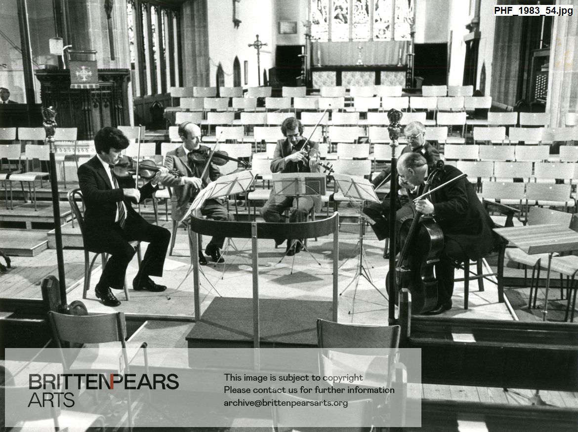 Photograph of The Gabrielli String Quartet rehearsing