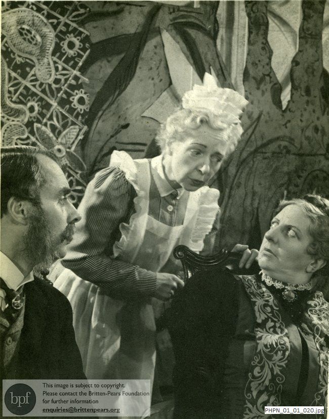 Production photograph of Britten's opera Albert Herring Act I scene 1 Lady Billows' breakfast room