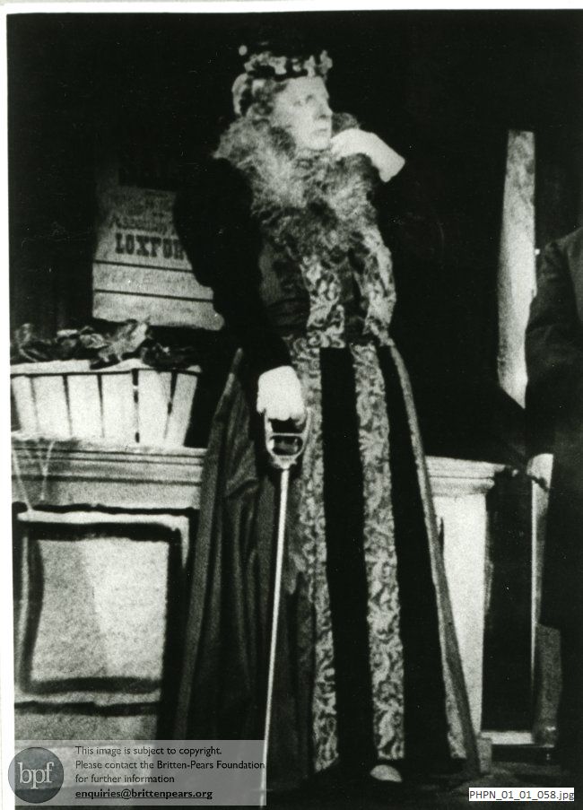 Posed photograph of Joan Cross as Lady Billows in Britten's opera Albert Herring