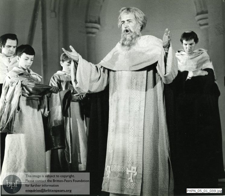 Production photograph of Curlew River: The Abbot's blessing (second cast)