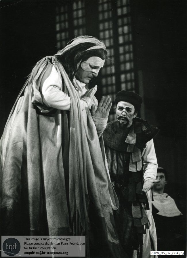 Production photograph of Curlew River, The Ferryman's Protest