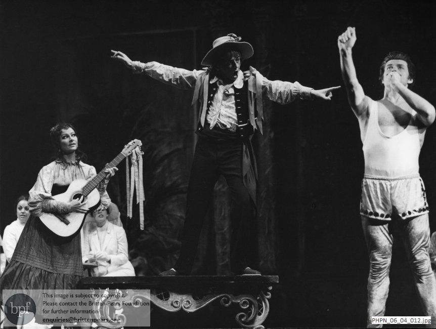 Production photograph of Death in Venice, the English Opera Group revival at The Maltings Concert Hall, Snape, Suffolk