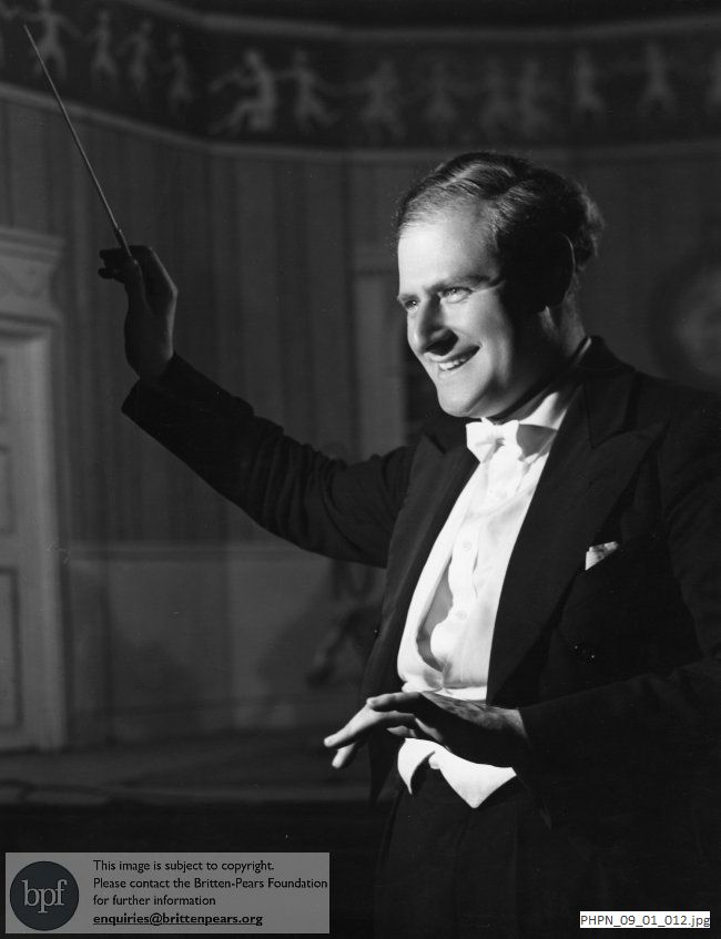 Pre-production photograph of The Little Sweep, the conductor Norman Del Mar