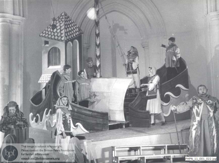 Production photograph of Noye's Fludde, preparing to sail