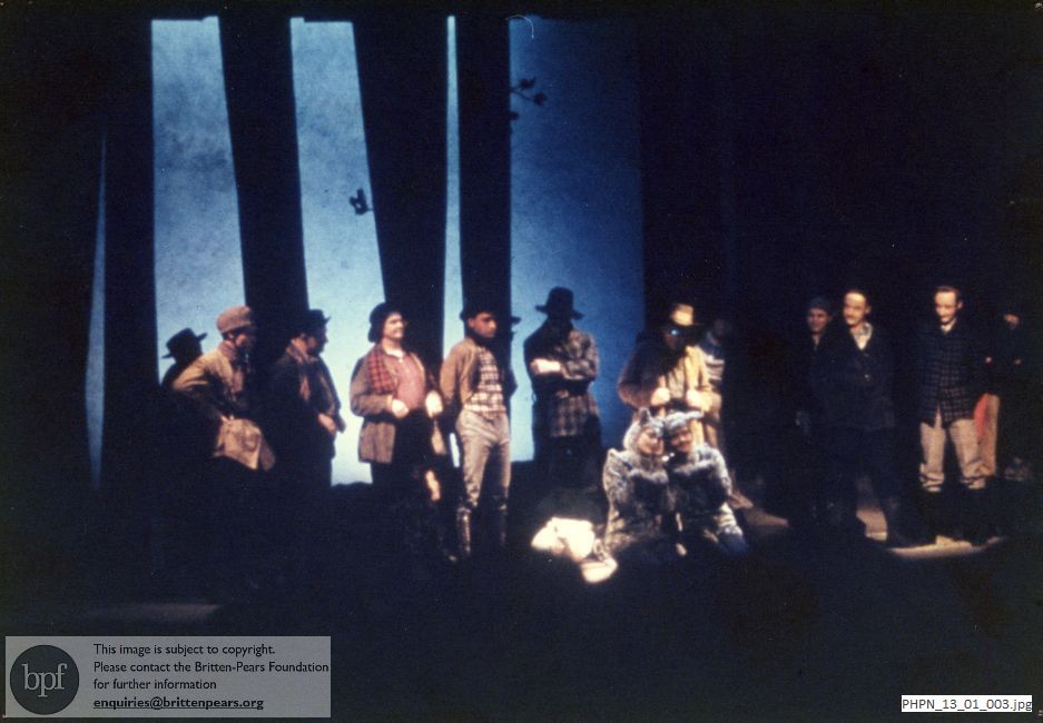 Production photograph of Paul Bunyan, Act 1 scene 1 no.8: Animal Trio 