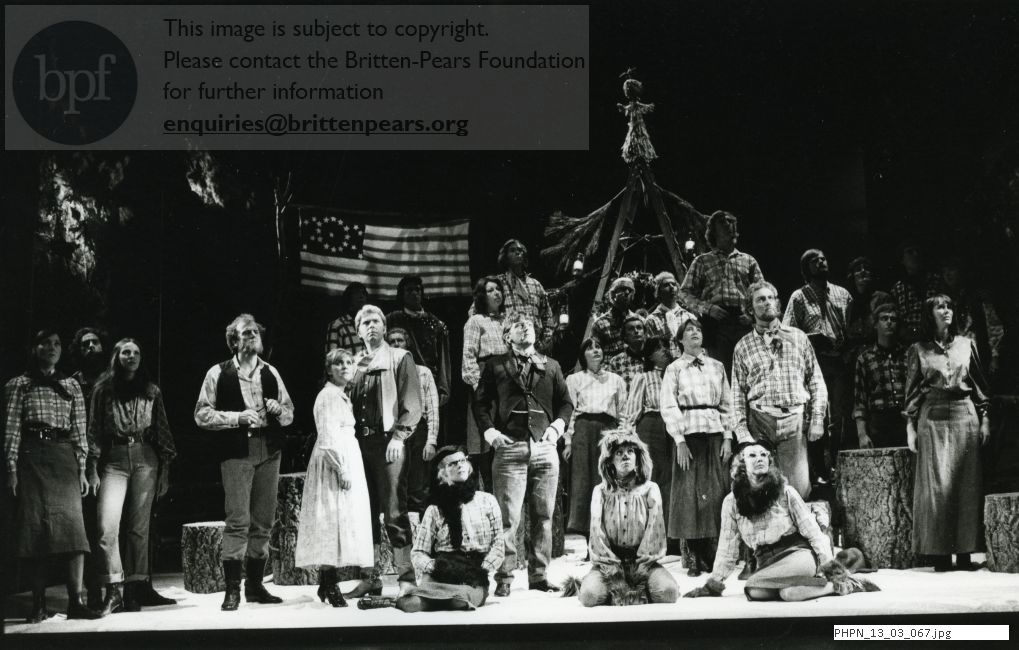 Production photograph of Paul Bunyan: Act 2 scene 2:  No 27 Litany: The end of the opera