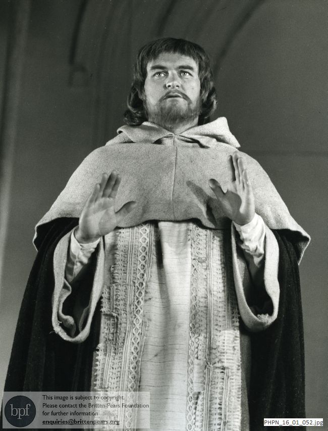 Production photograph of The Prodigal Son: The Abbot's address