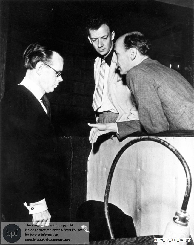 Benjamin Britten in discussion with Reginald Goodall and Rudolf Bing
