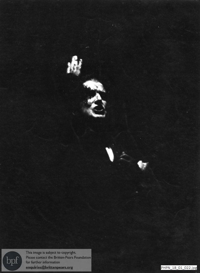 Production photograph of The Turn of the Screw: Peter Pears as Peter Quint