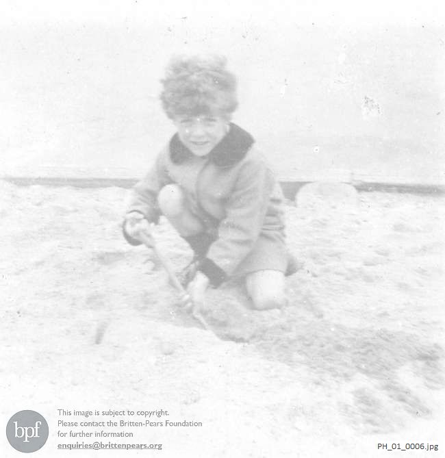 Benjamin Britten as a child on the beach