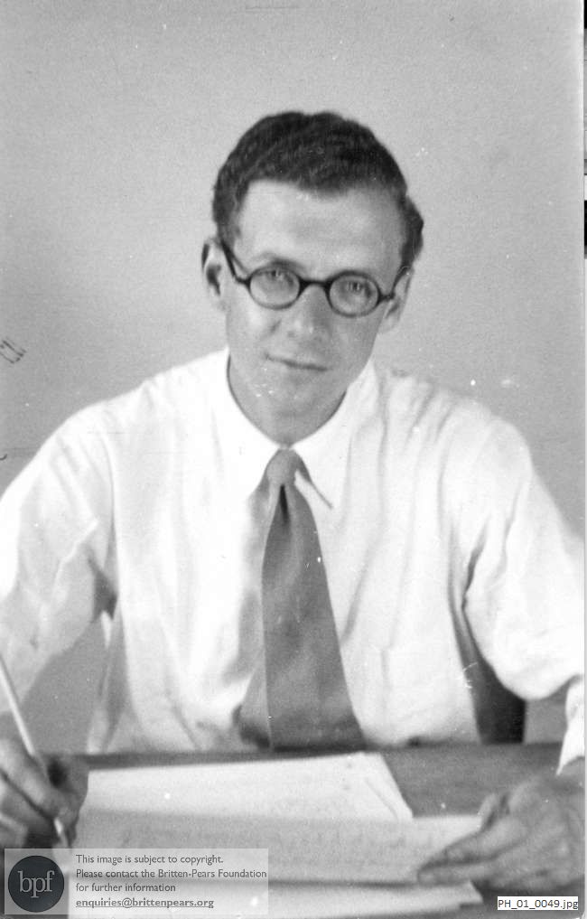 Benjamin Britten wearing spectacles