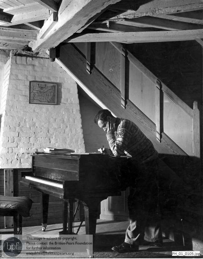 Benjamin Britten composing in The Old Mill, Snape