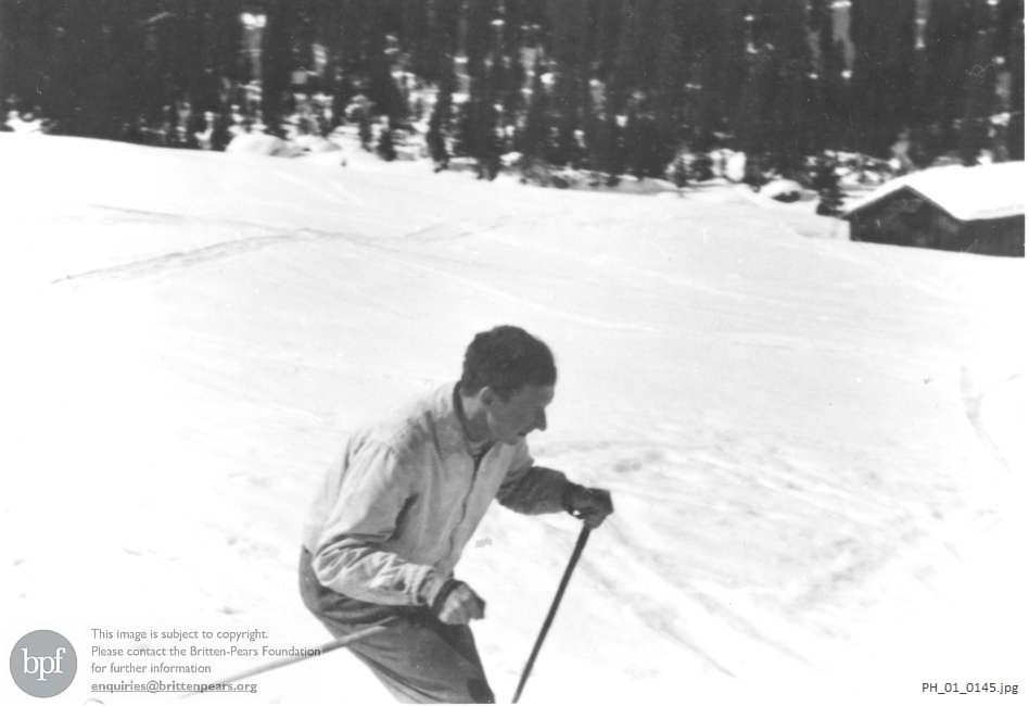 Benjamin Britten skiing in Austria 