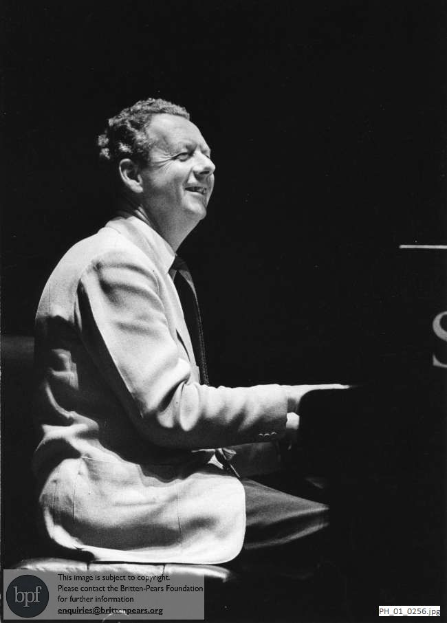 Benjamin Britten playing Steinway piano 