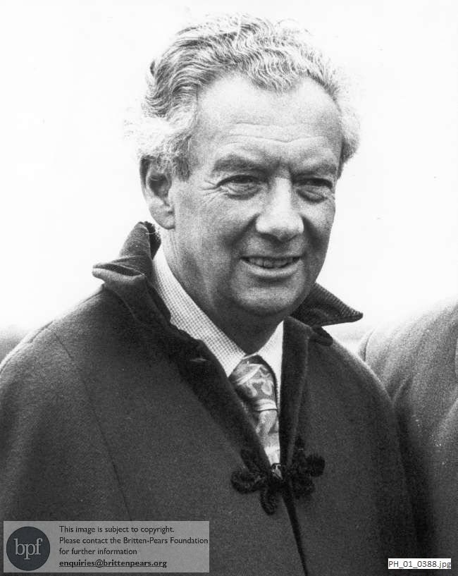 Benjamin Britten at Snape during the Aldeburgh Festival of Music and the Arts