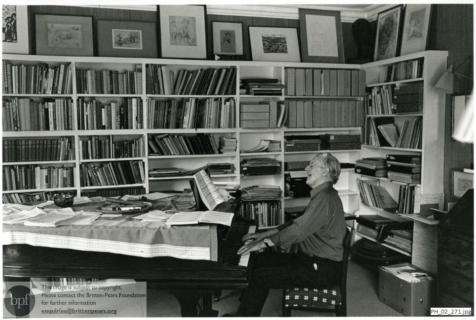 Peter Pears working at home