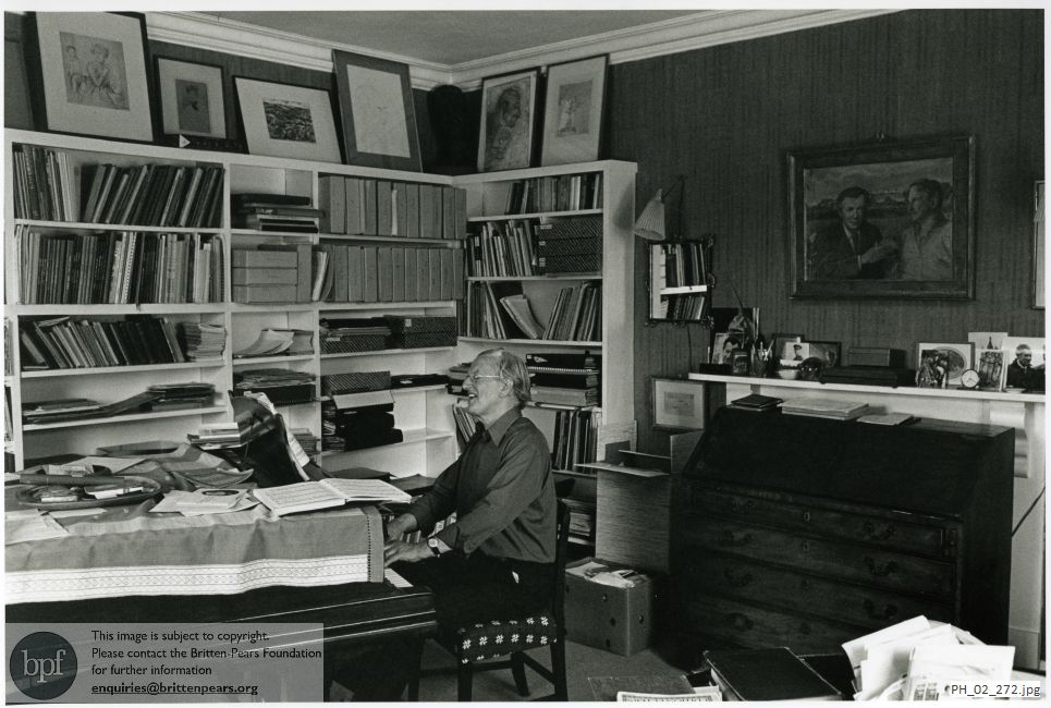 Peter Pears working at home