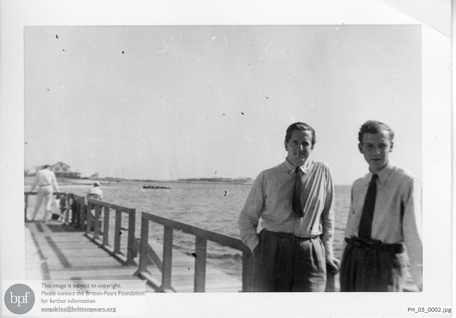 Benjamin Britten and Peter Pears on Jones Beach, Long Island, USA
